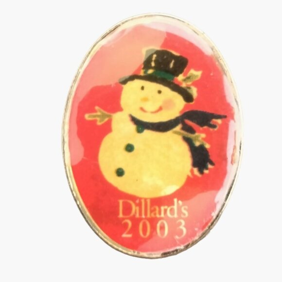 Dillards Snowman Pinback Pin Brooch Vintage Christmas Holiday Jewelry 2003 - Picture 1 of 3